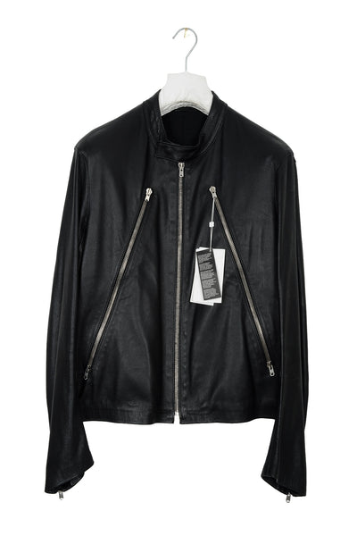 Martin Margiela 5zip シングルライダース　2006ss 2006 A/W BLACK 5-ZIP RIDER JACKET IN DEERSKIN LEATHER – Loupeon