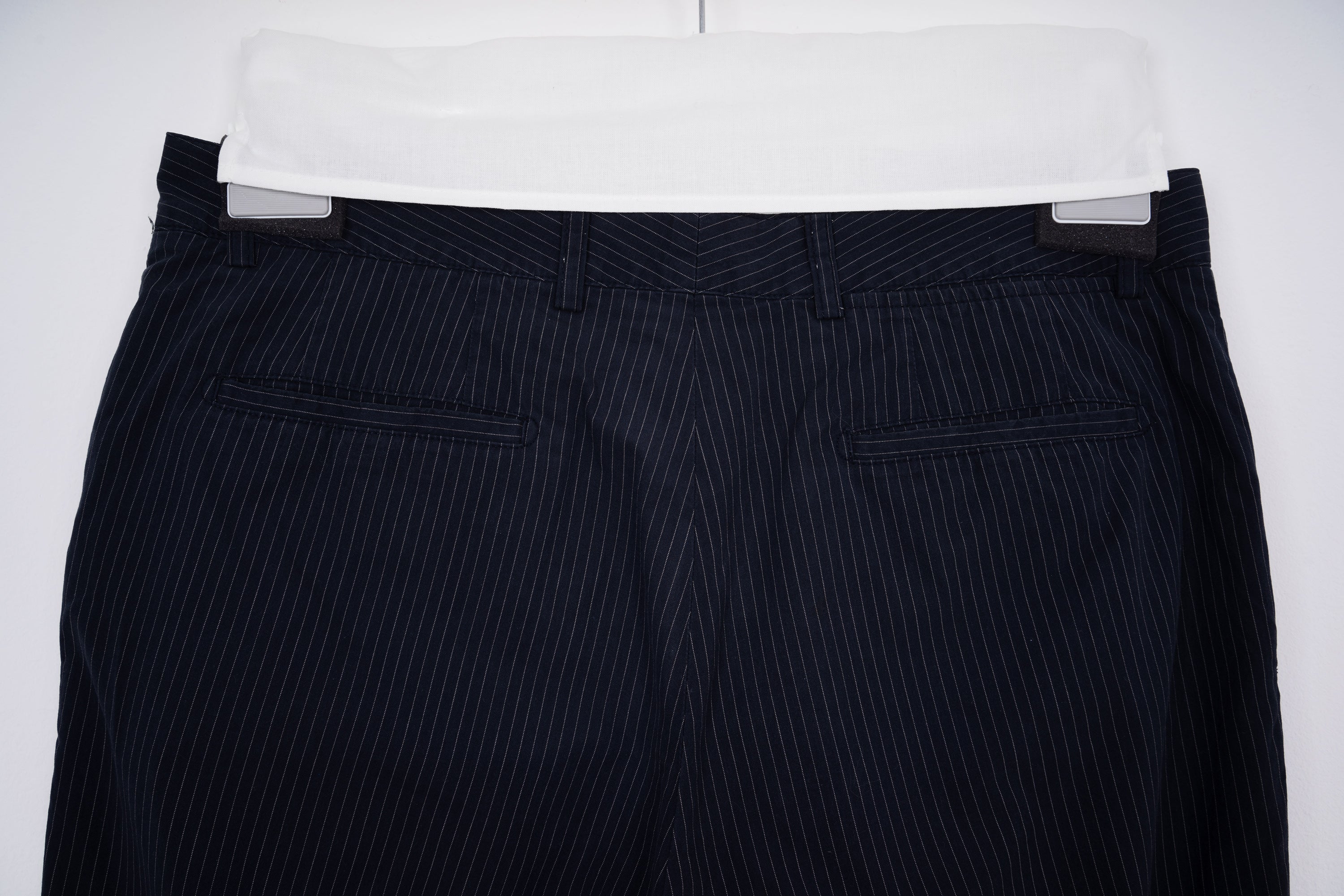 2002 S/S ANATOMIC PANTS IN DARK BLUE PINSTRIPE COTTON