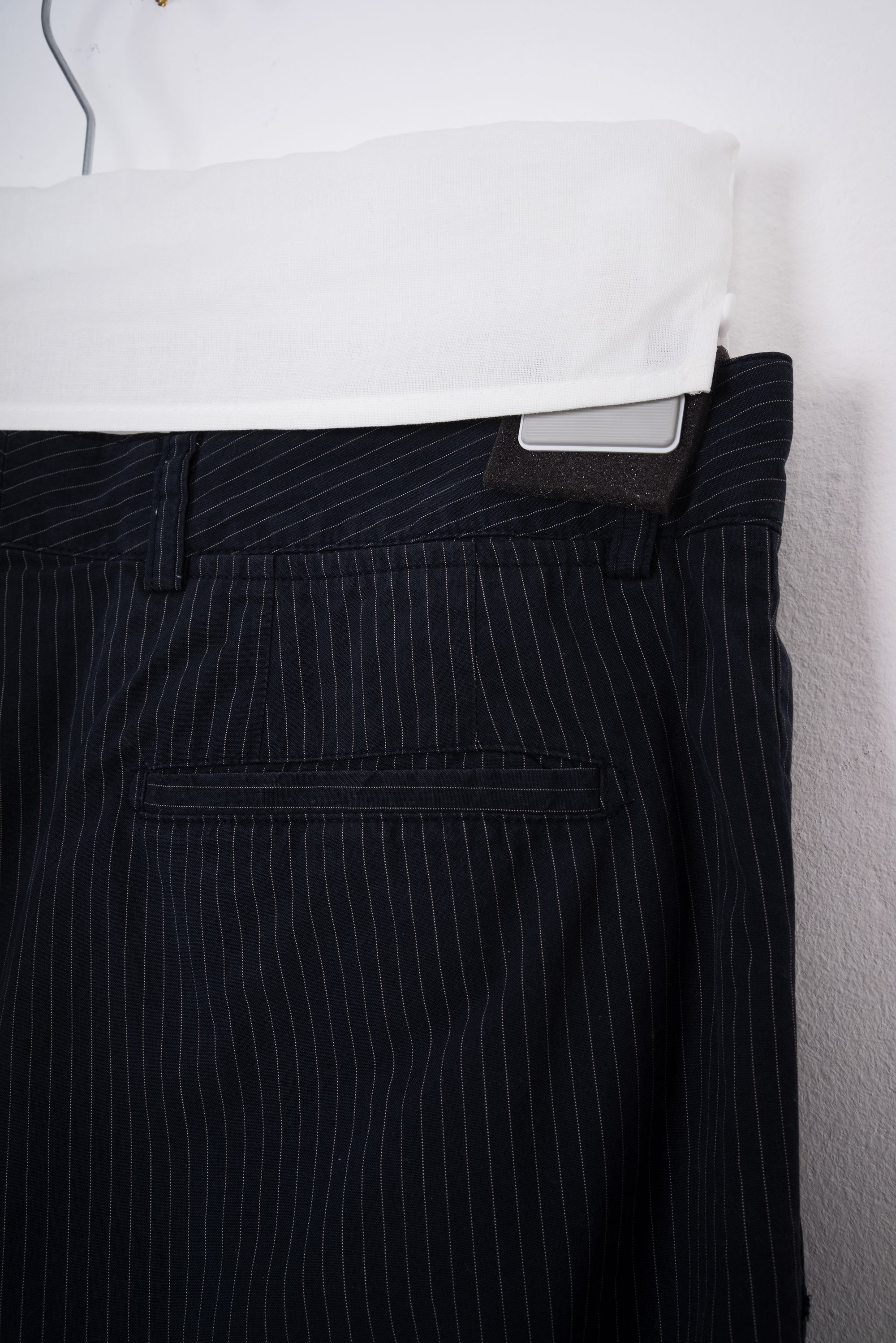 2002 S/S ANATOMIC PANTS IN DARK BLUE PINSTRIPE COTTON