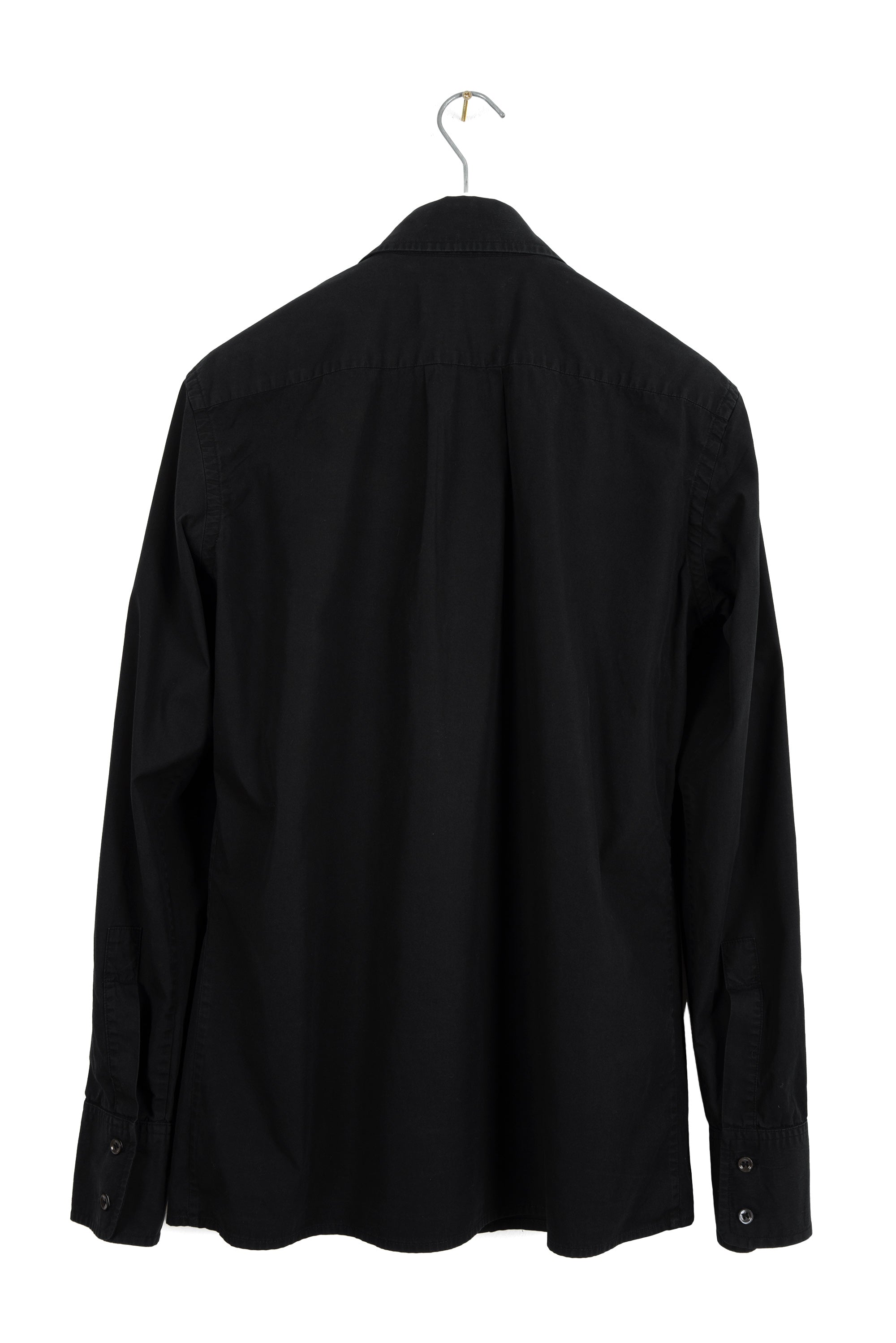 2002 A/W BLACK COTTON SHIRT WITH WIDE FRONT PLACKET