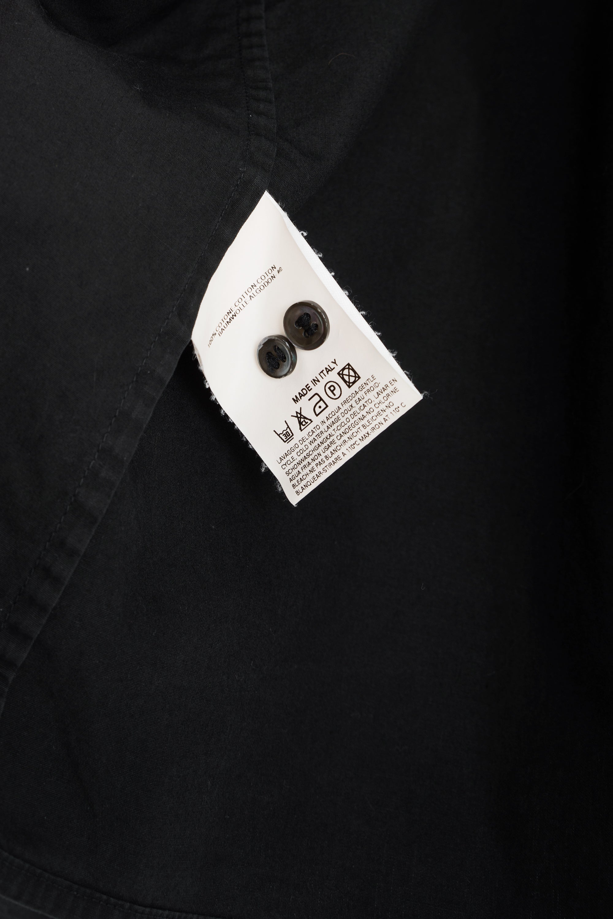 2002 A/W BLACK COTTON SHIRT WITH WIDE FRONT PLACKET