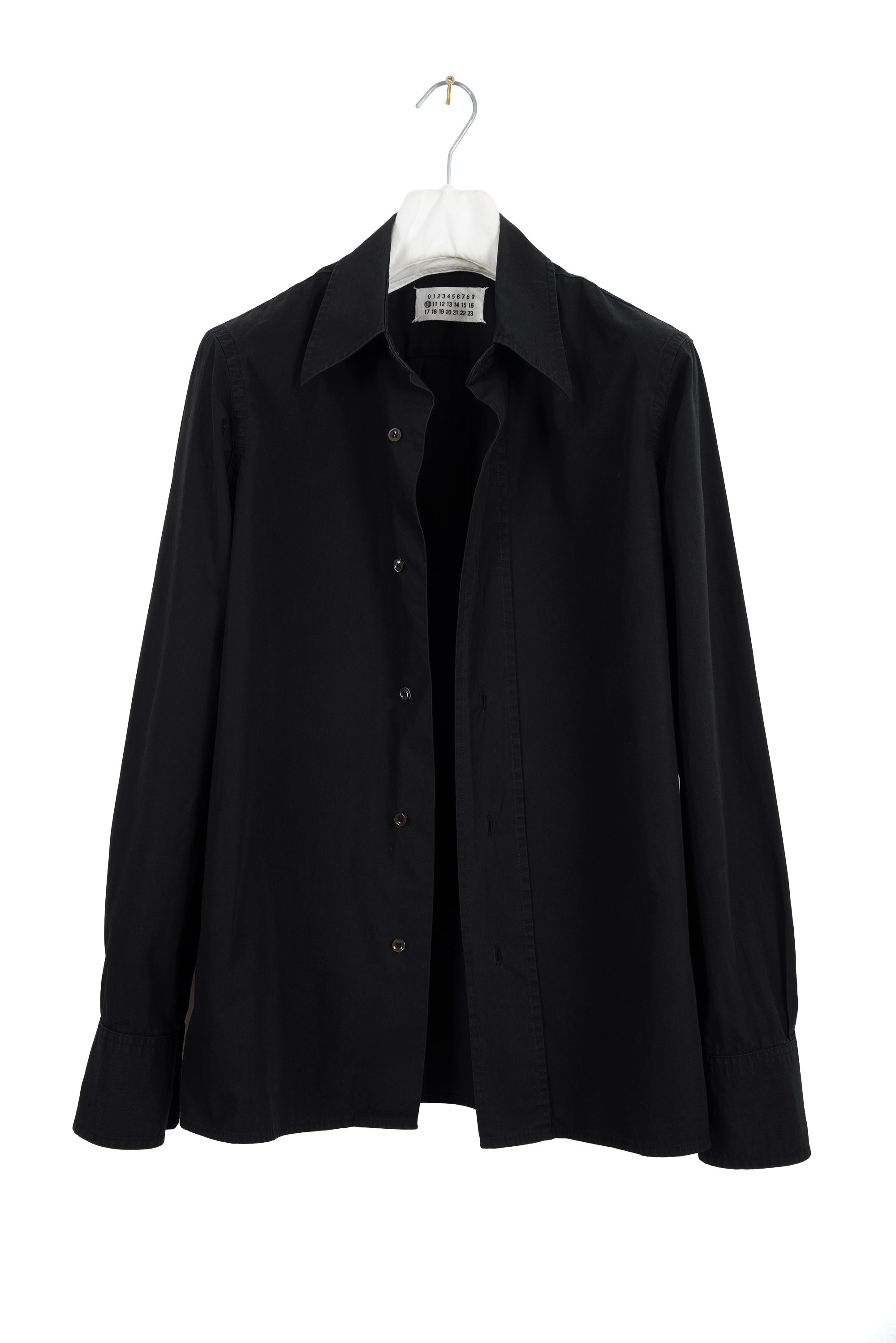2002 A/W BLACK COTTON SHIRT WITH WIDE FRONT PLACKET