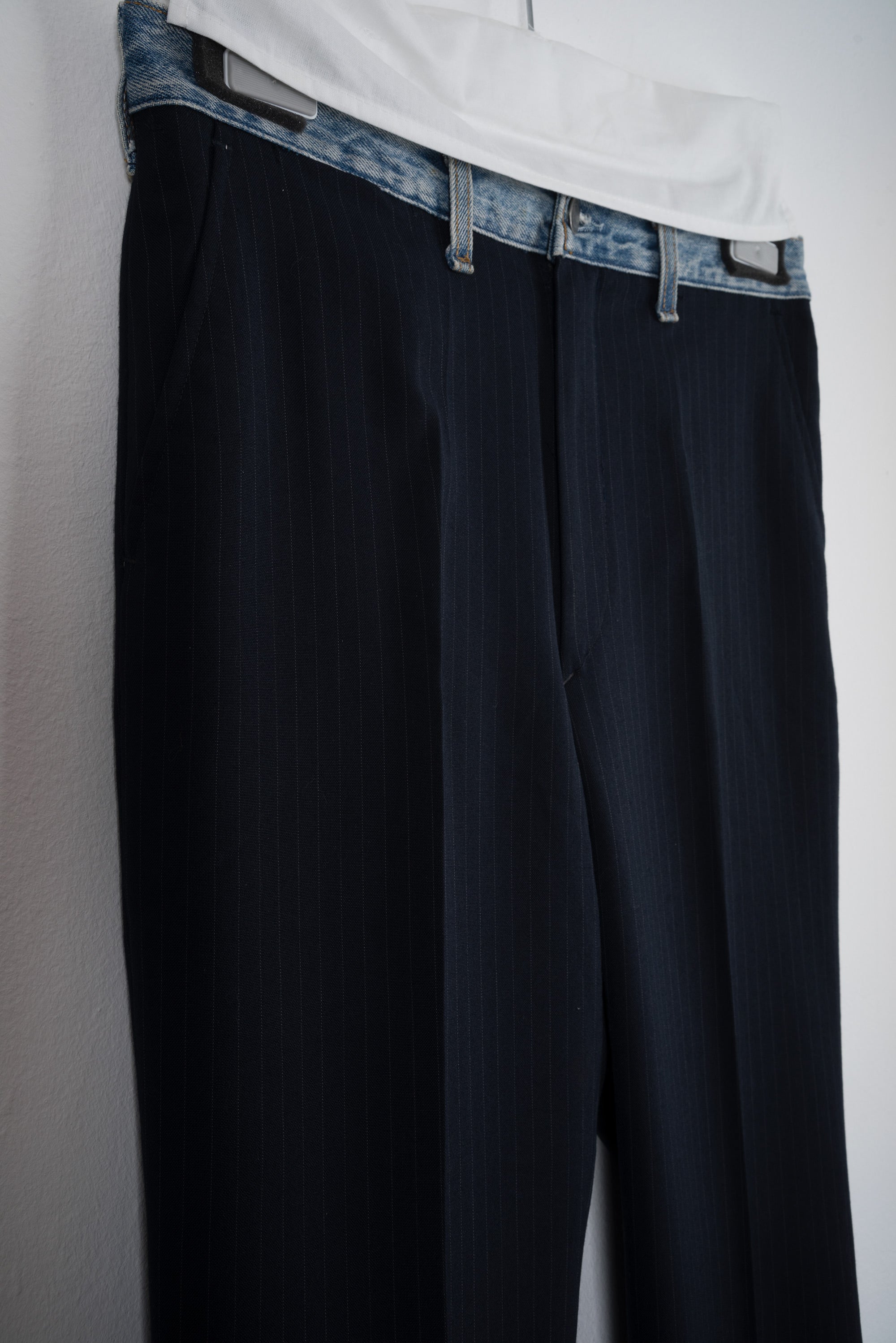 2004 S/S ARTISANAL REWORKED TROUSERS WITH INSERTED JEANS WAISTBAND