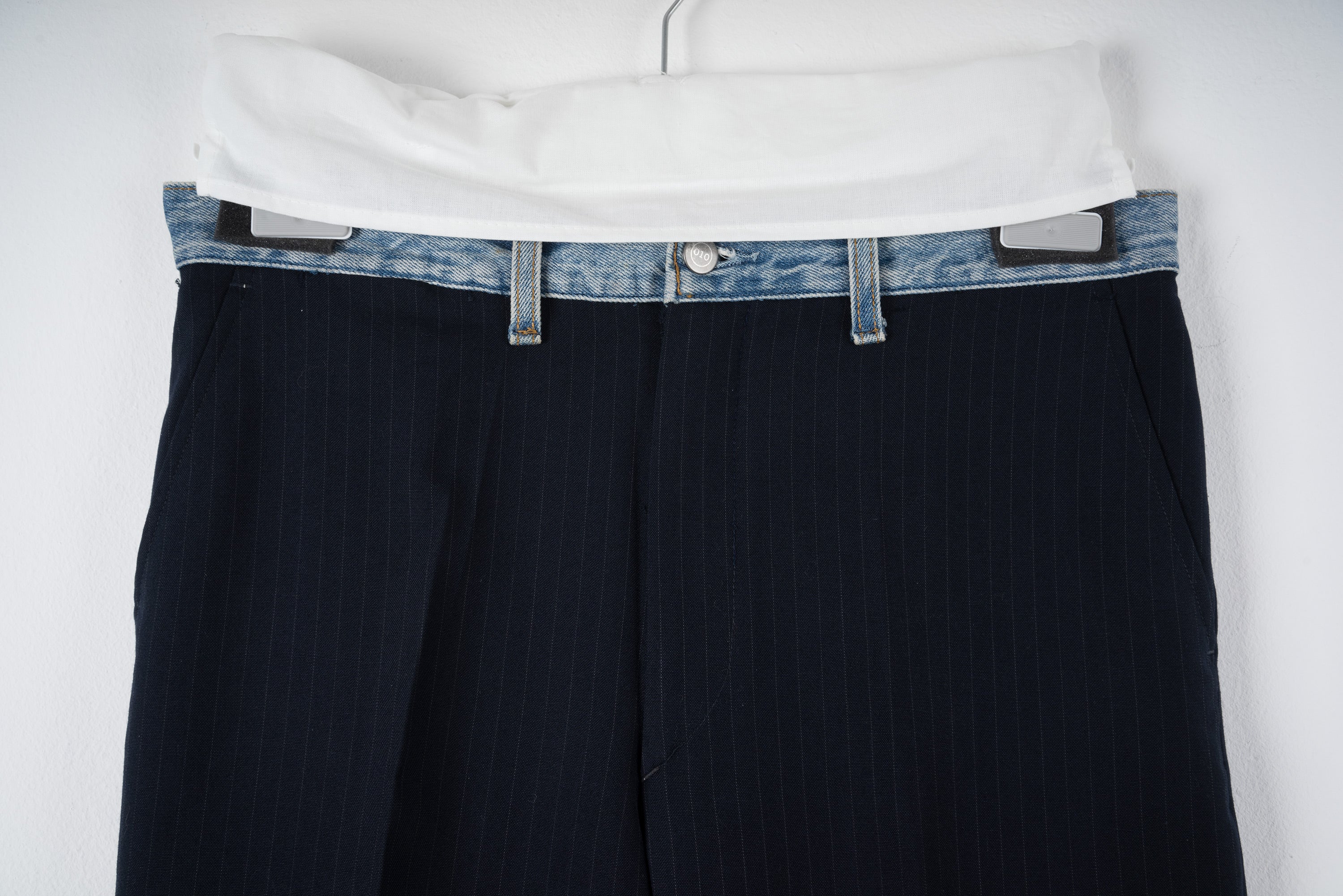 2004 S/S ARTISANAL REWORKED TROUSERS WITH INSERTED JEANS WAISTBAND