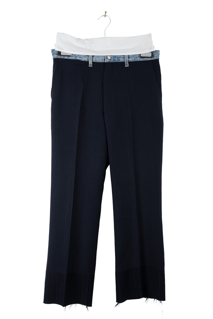 2004 S/S ARTISANAL REWORKED TROUSERS WITH INSERTED JEANS WAISTBAND