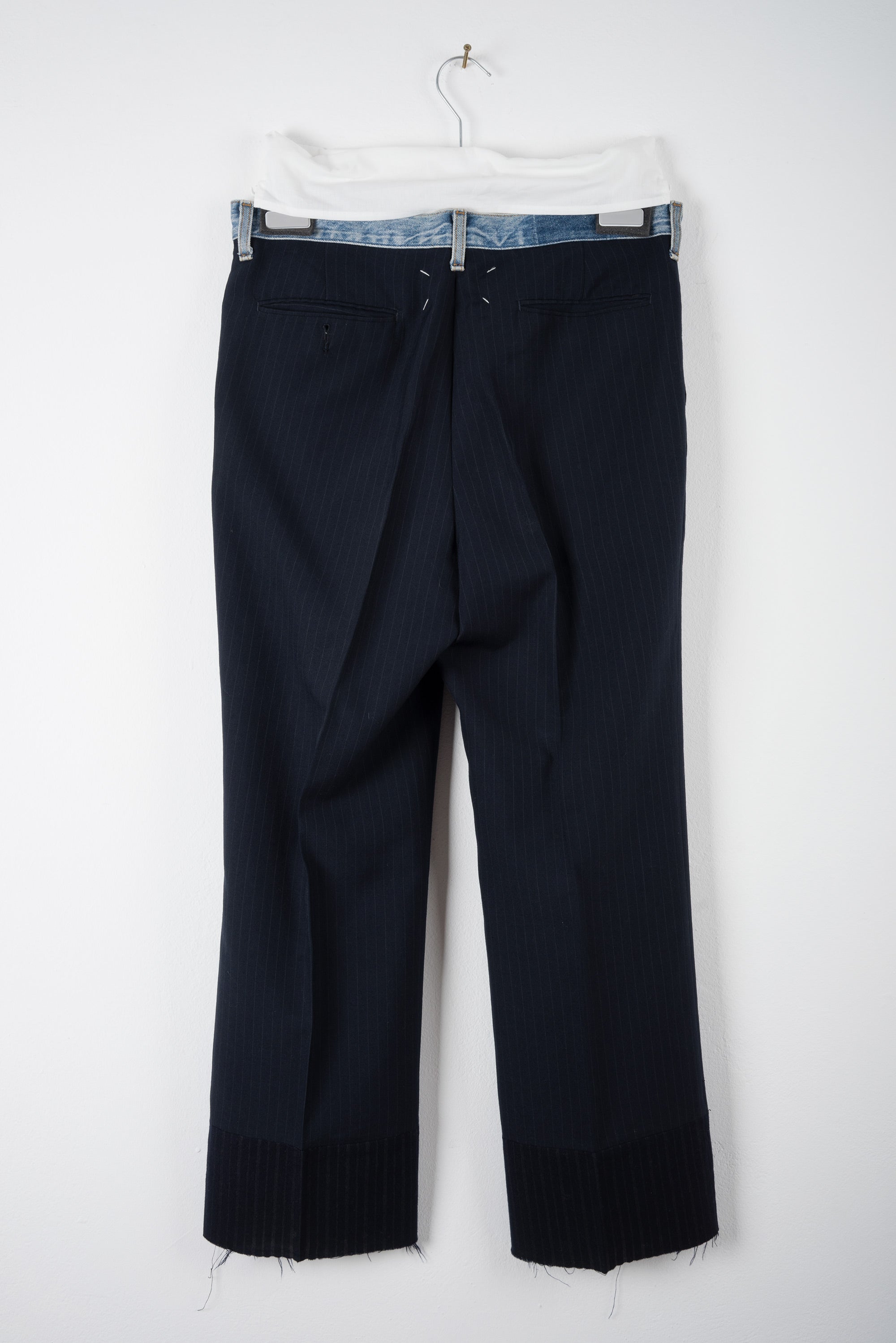 2004 S/S ARTISANAL REWORKED TROUSERS WITH INSERTED JEANS WAISTBAND