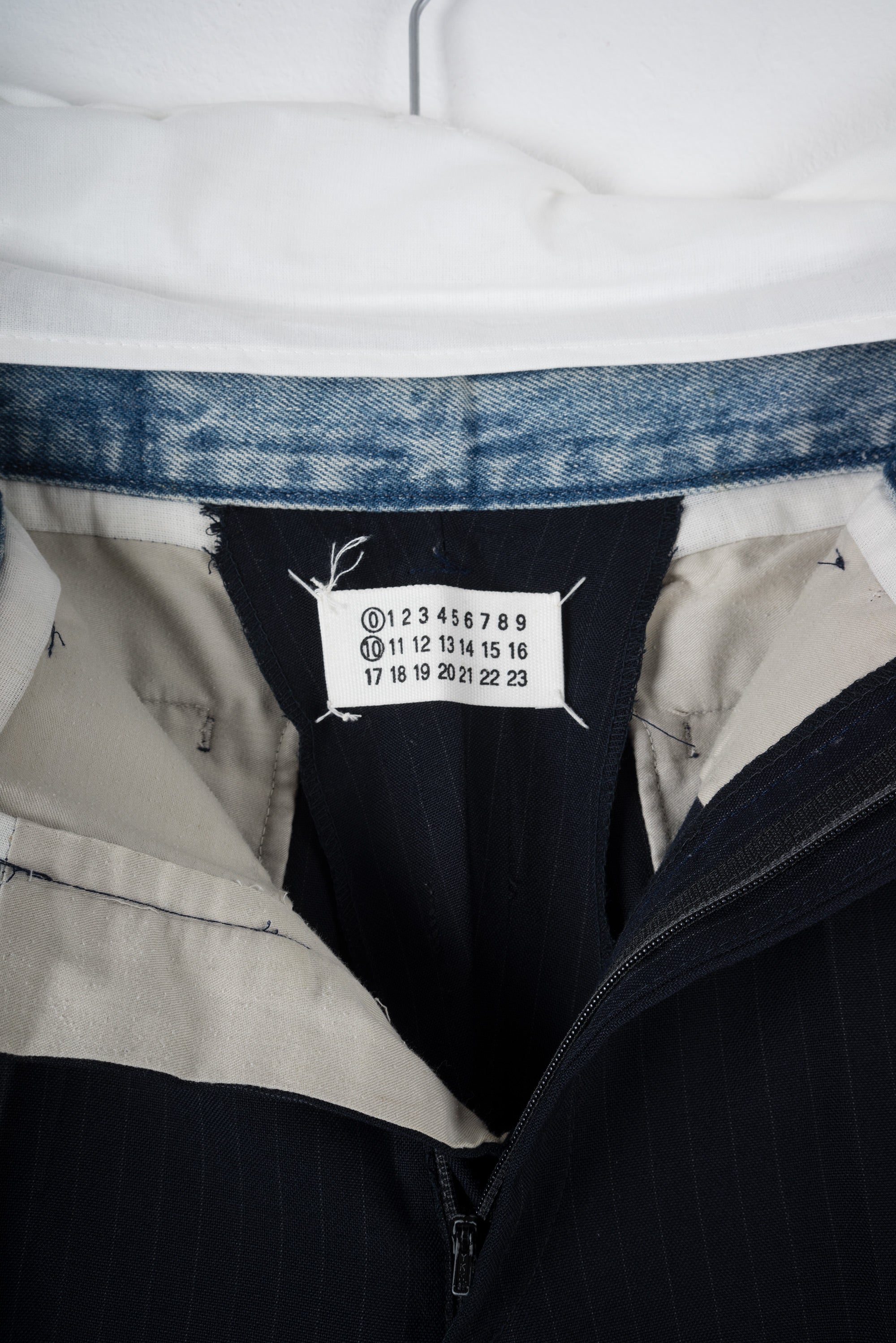 2004 S/S ARTISANAL REWORKED TROUSERS WITH INSERTED JEANS WAISTBAND
