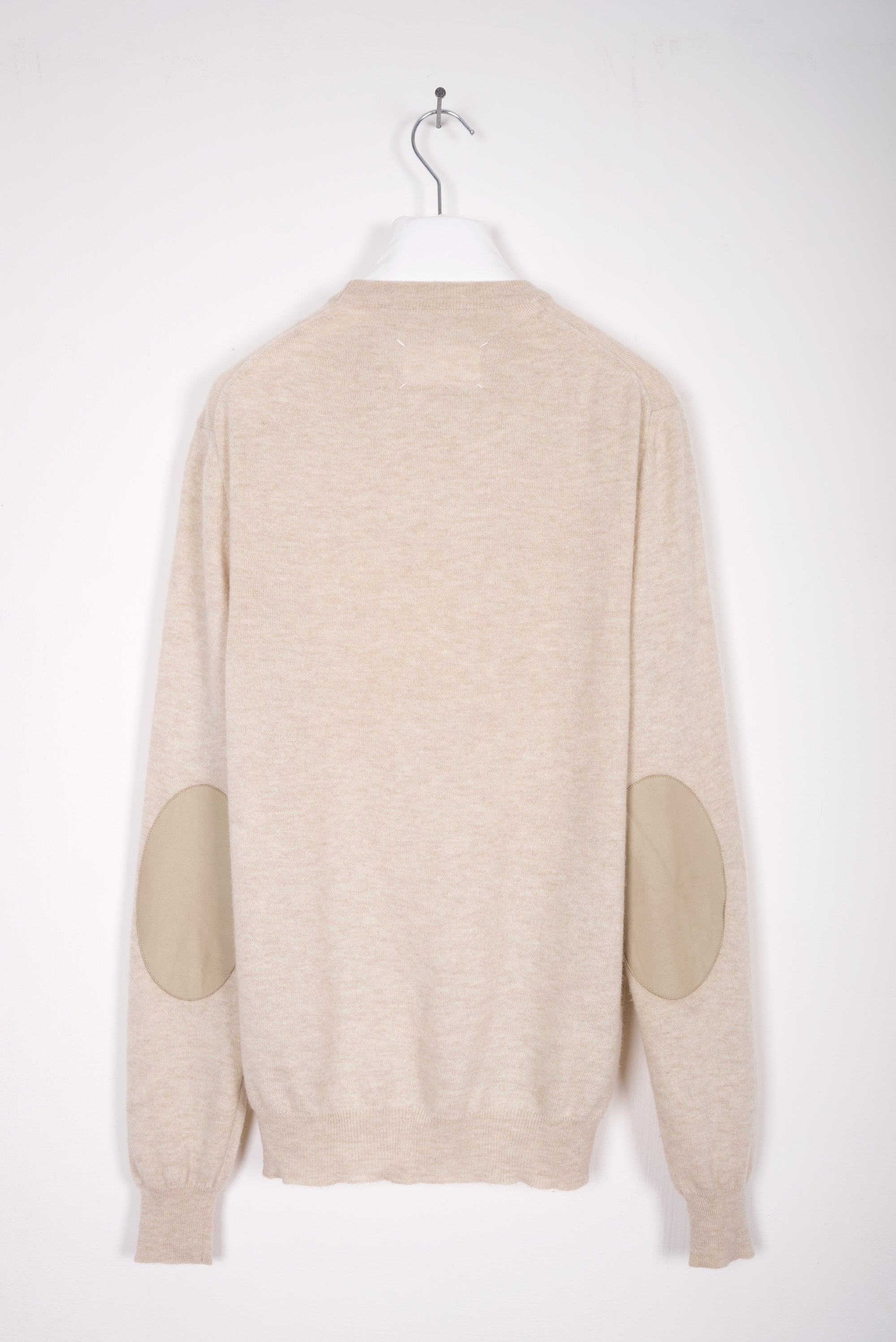 2008 A/W WOOL CREWNECK WITH LEATHER ELBOW PATCHES