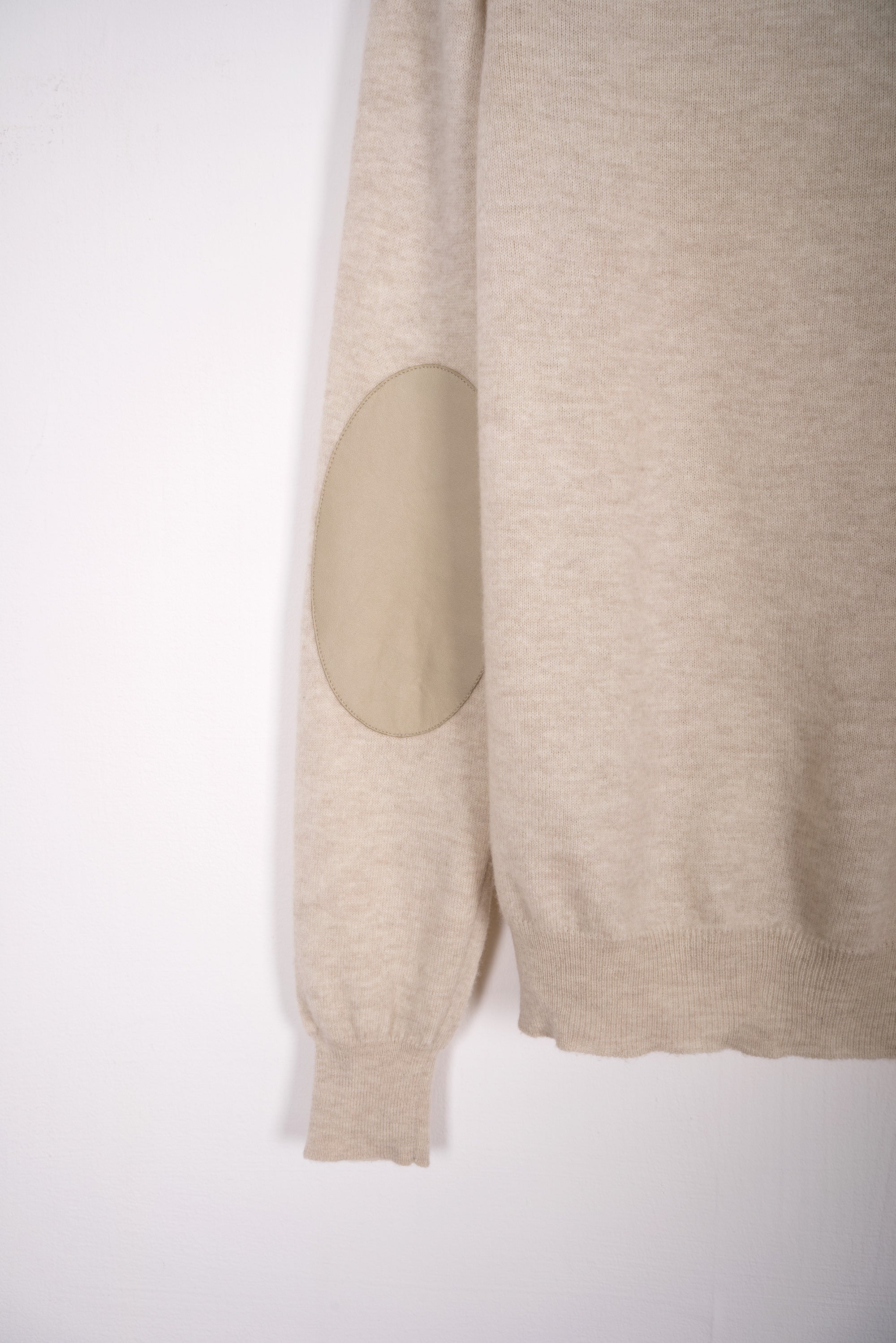2008 A/W WOOL CREWNECK WITH LEATHER ELBOW PATCHES