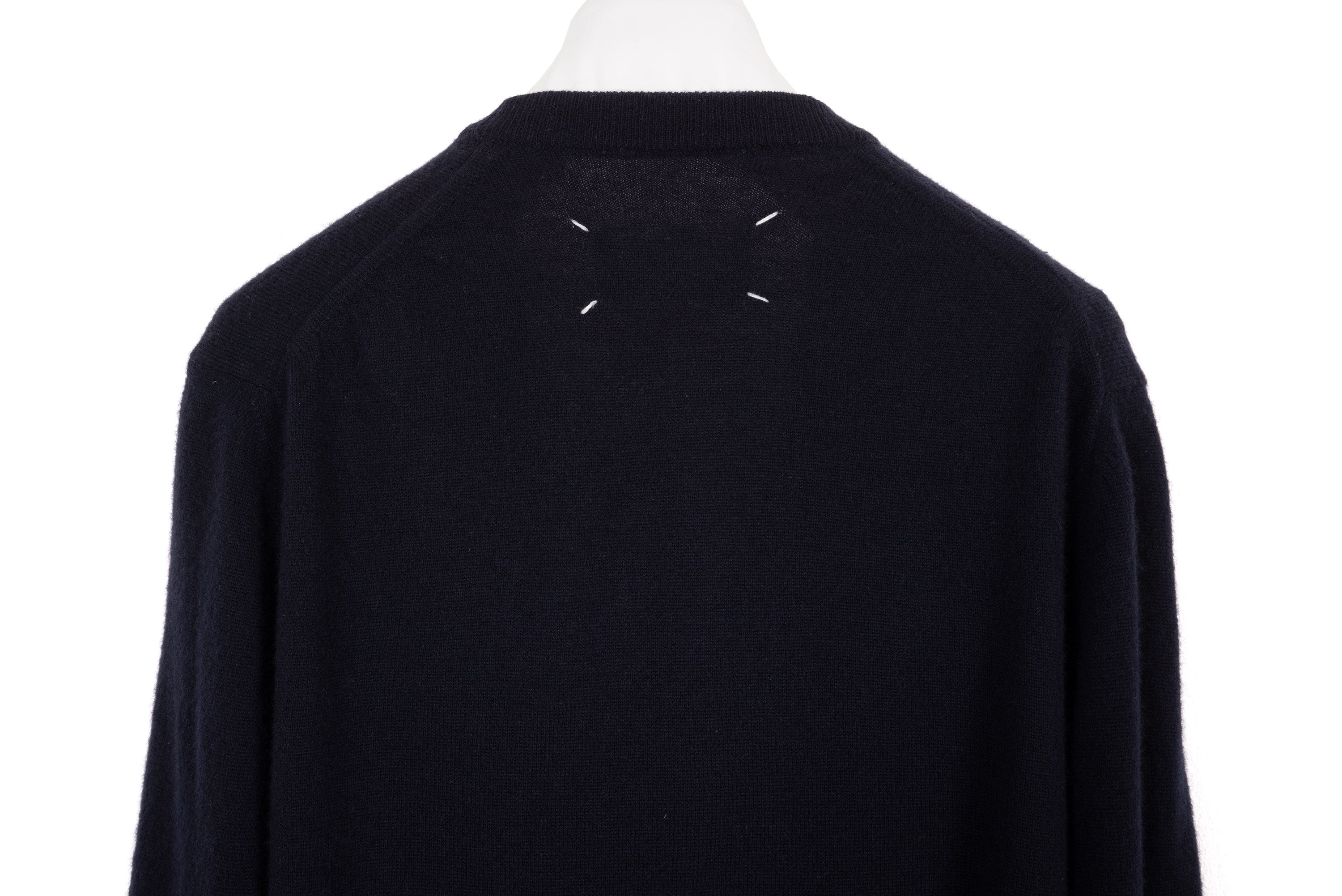 2008 A/W DARK BLUE WOOL CARDIGAN WITH LAMB LEATHER ELBOW PATCHES