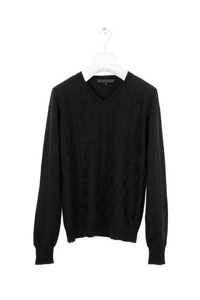 2008 A/W "CHESS" V-NECK SWEATER IN BLACK FINEST WOOL