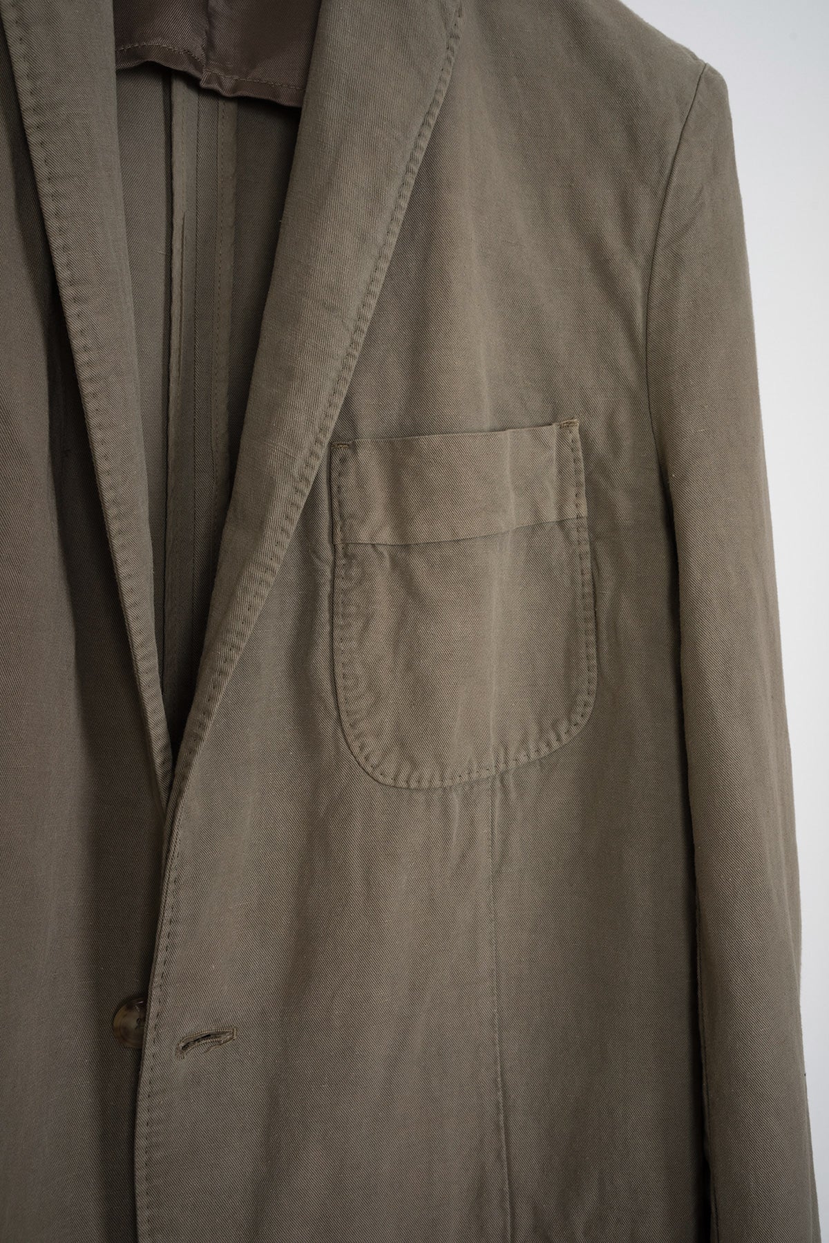 2004 S/S PATCH POCKET UNLINED RAYON/LINEN MILITARY GREEN BLAZER