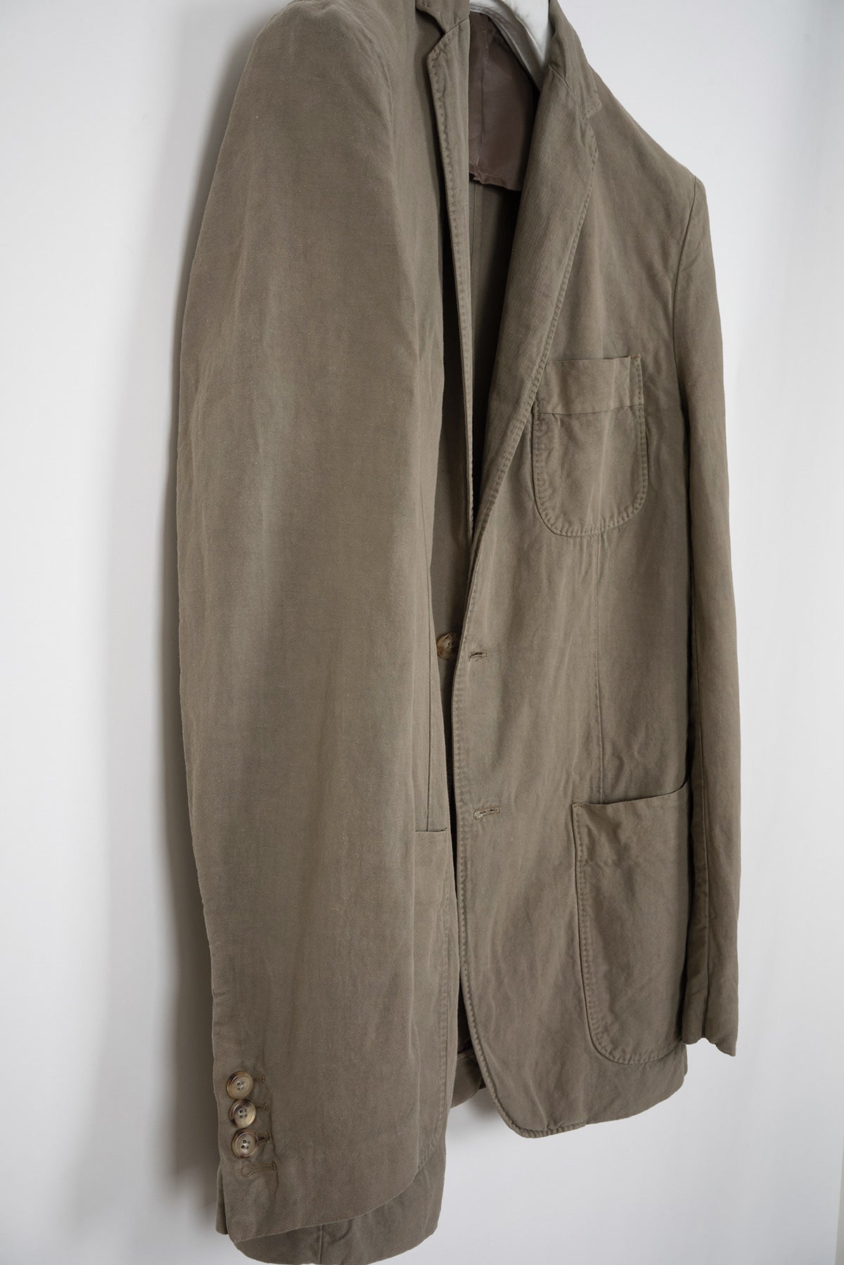 2004 S/S PATCH POCKET UNLINED RAYON/LINEN MILITARY GREEN BLAZER
