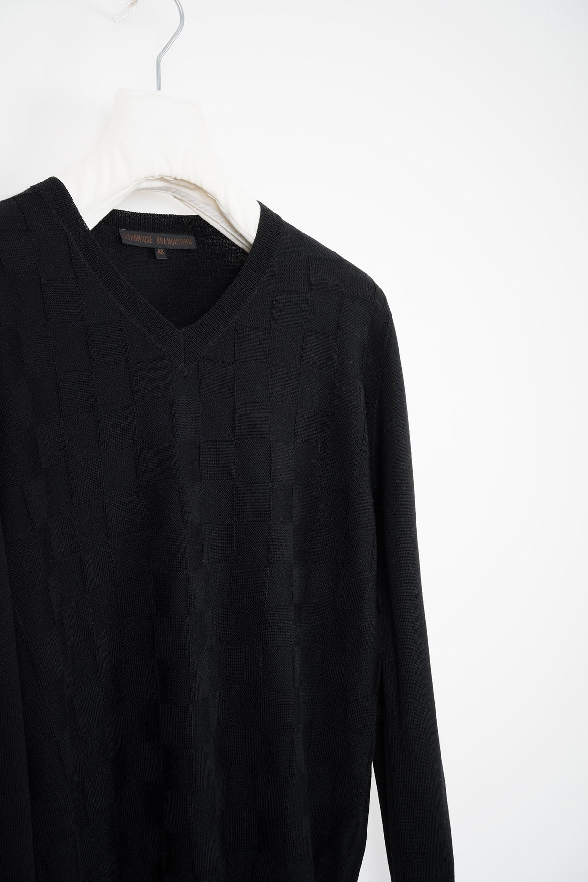 2008 A/W "CHESS" V-NECK SWEATER IN BLACK FINEST WOOL