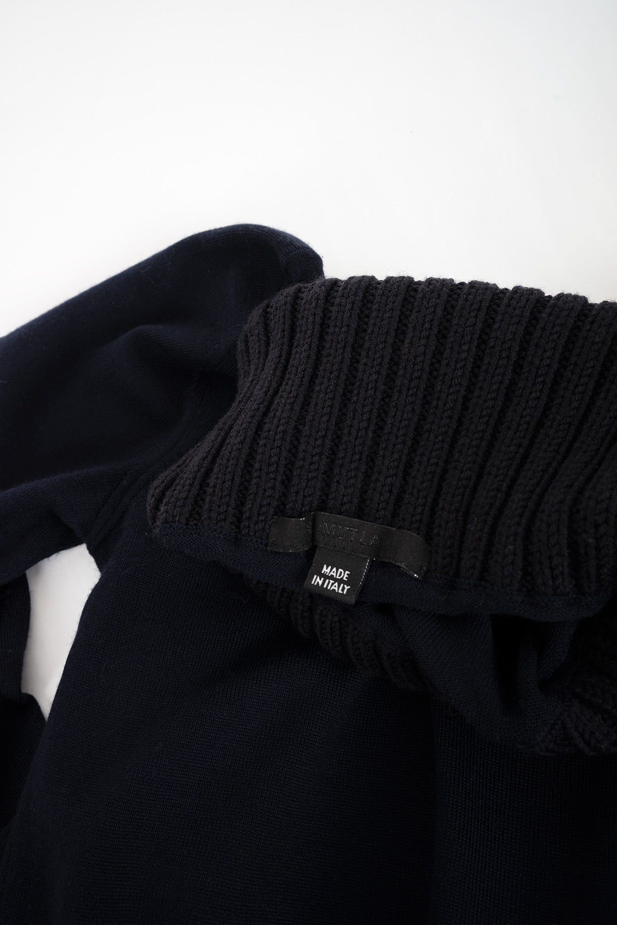 2004 A/W NAVY BLUE SWEATER WITH CONTRASTING HEAVY WOOL HIGH-NECK COLLAR
