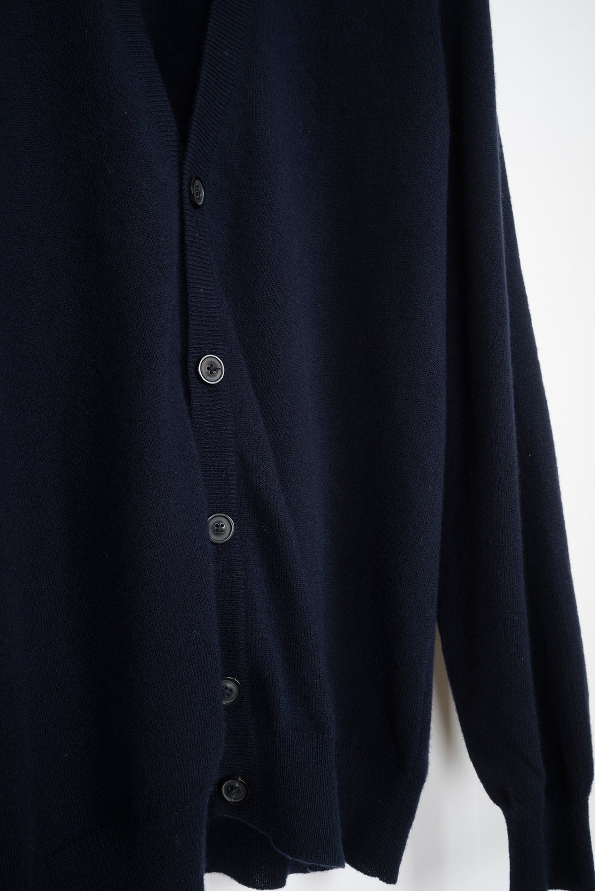 2009 A/W DARK BLUE WOOL CARDIGAN WITH LAMB LEATHER ELBOW PATCHES