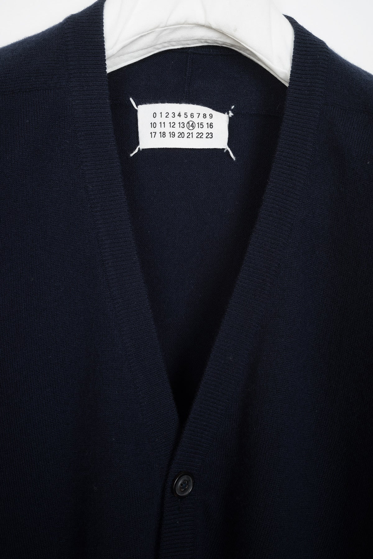 2009 A/W DARK BLUE WOOL CARDIGAN WITH LAMB LEATHER ELBOW PATCHES