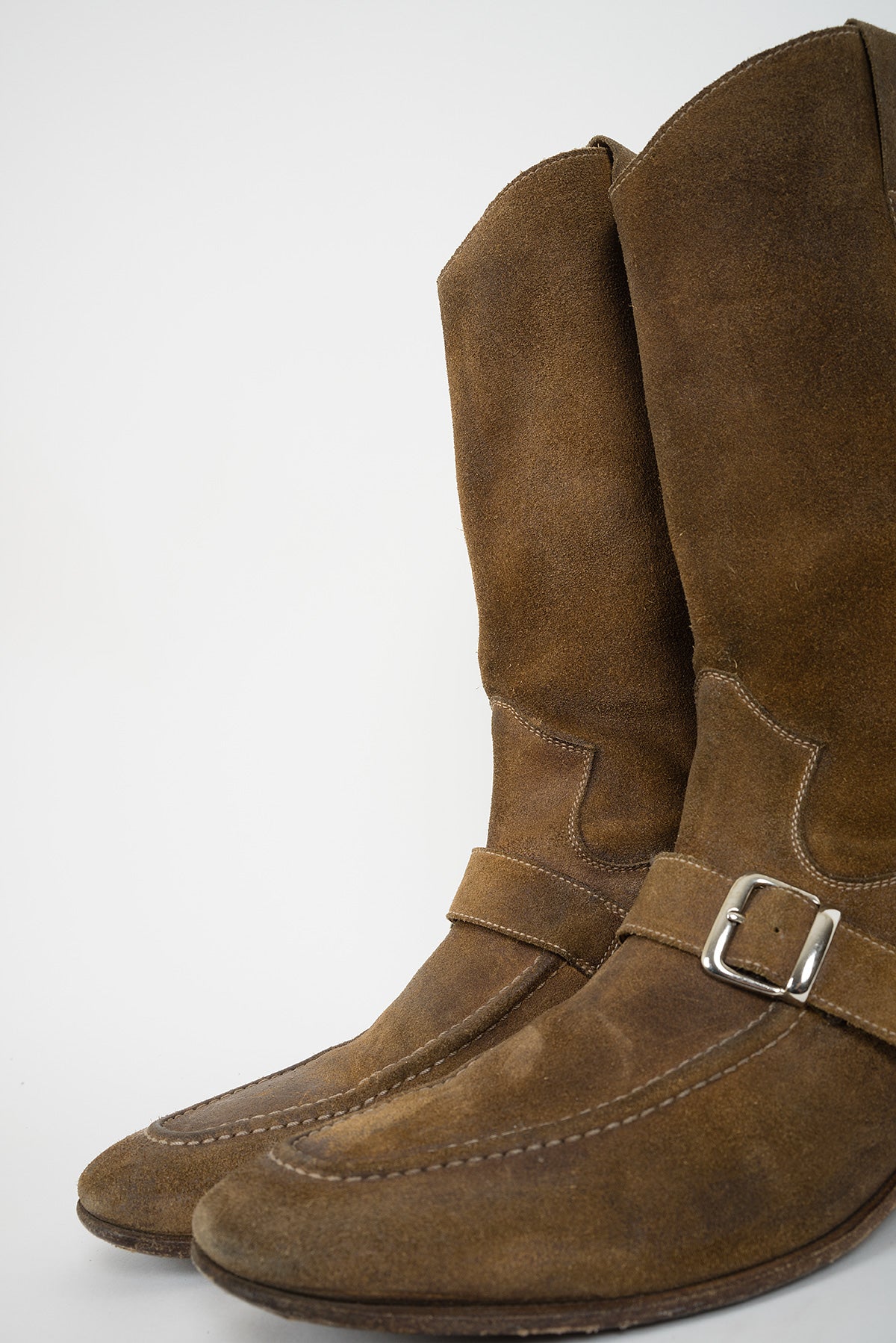 2005 A/W BUCKLE BOOTS IN AGED REVERESED LEATHER