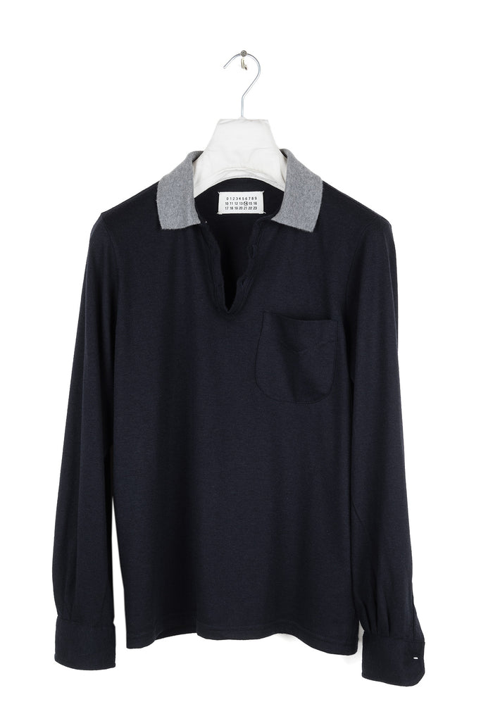 2007 A/W CASHMERE POLO NECK SWEATER WITH CONTRASTING COLLAR
