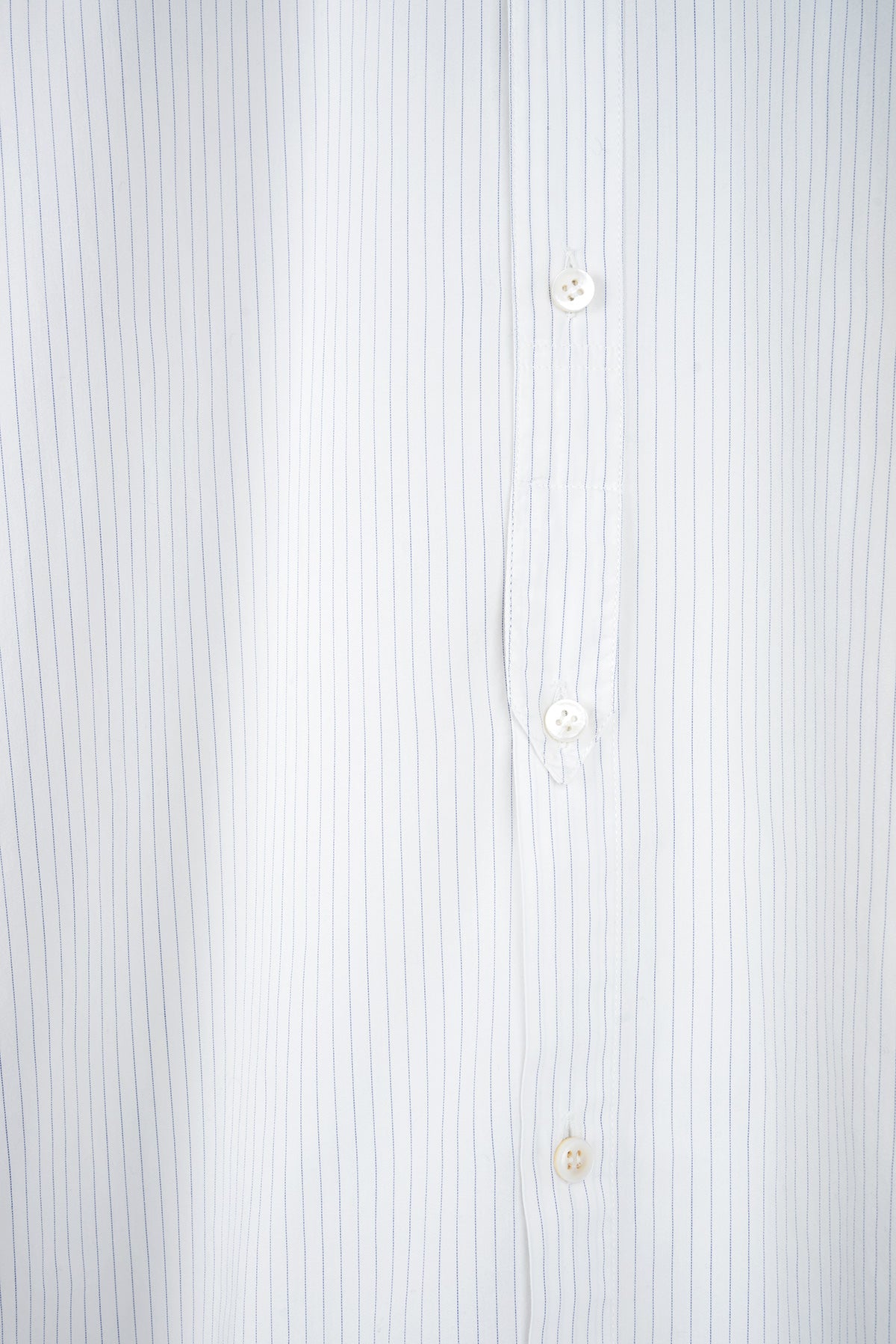 2002 S/S STRIPED COLLARLESS SHIRT IN PINSTRIPE COTTON