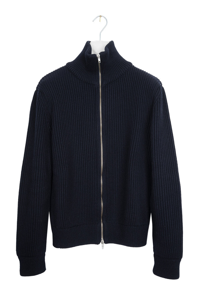 2005 A/W "CAMIONNEUR" ZIPPED CARDIGAN IN DARK BLUE WOOL