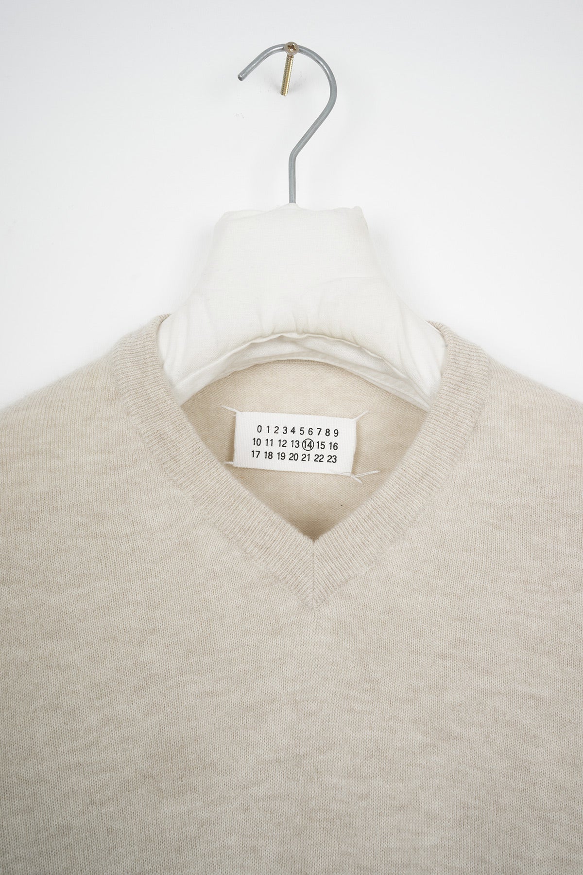 2008 A/W V-NECK WOOL SWEATER WITH LEATHER ELBOW PATCHES