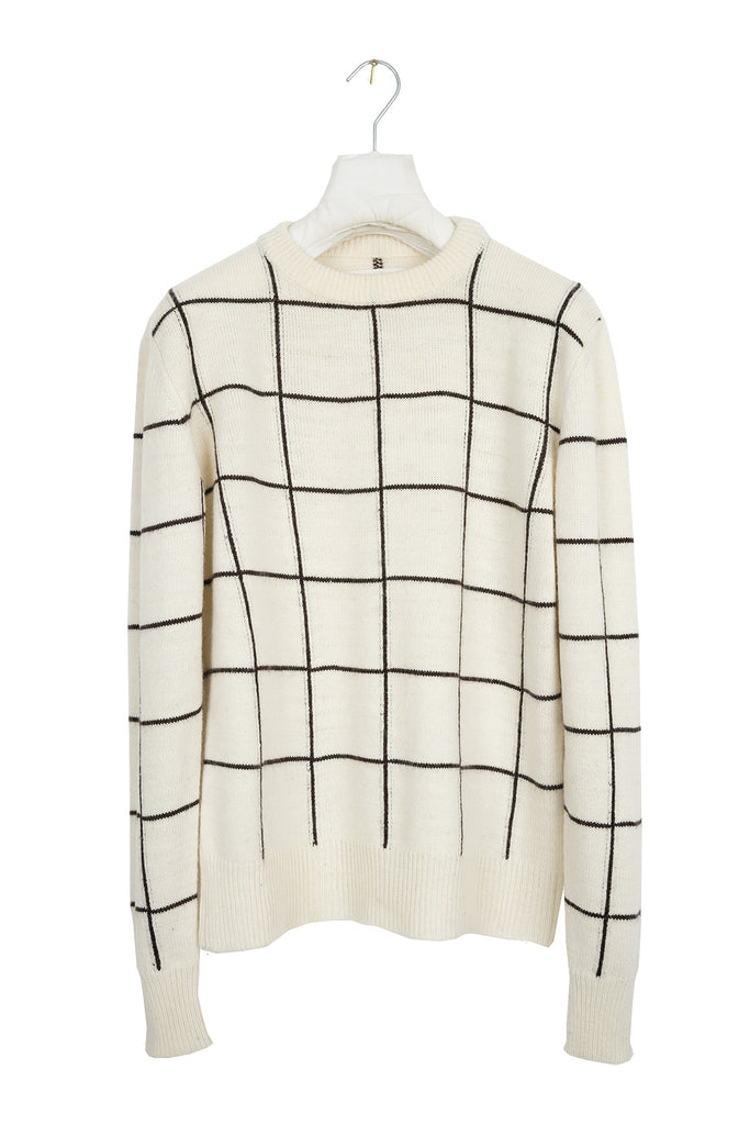 2002 A/W CHECKED CREAM WOOL SWEATER BY MISS DEANNA