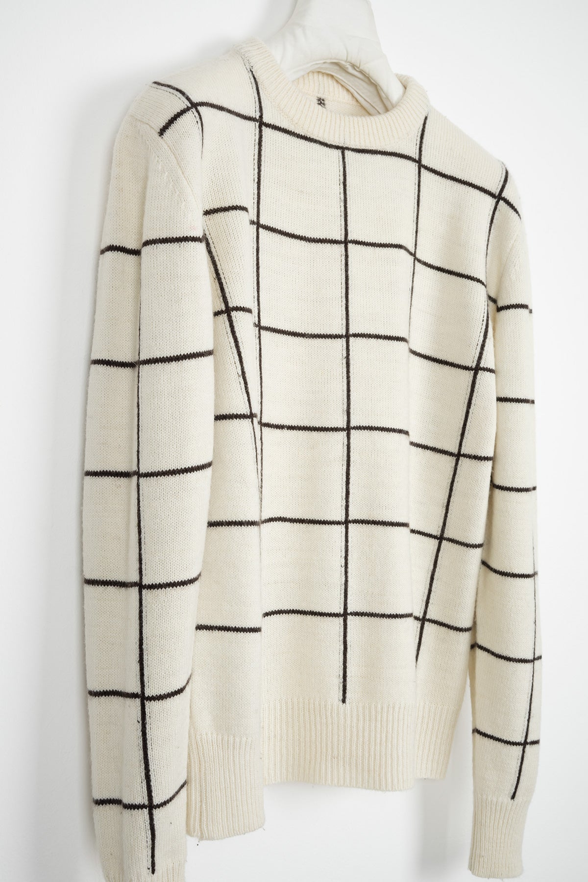 2002 A/W CHECKED CREAM WOOL SWEATER BY MISS DEANNA