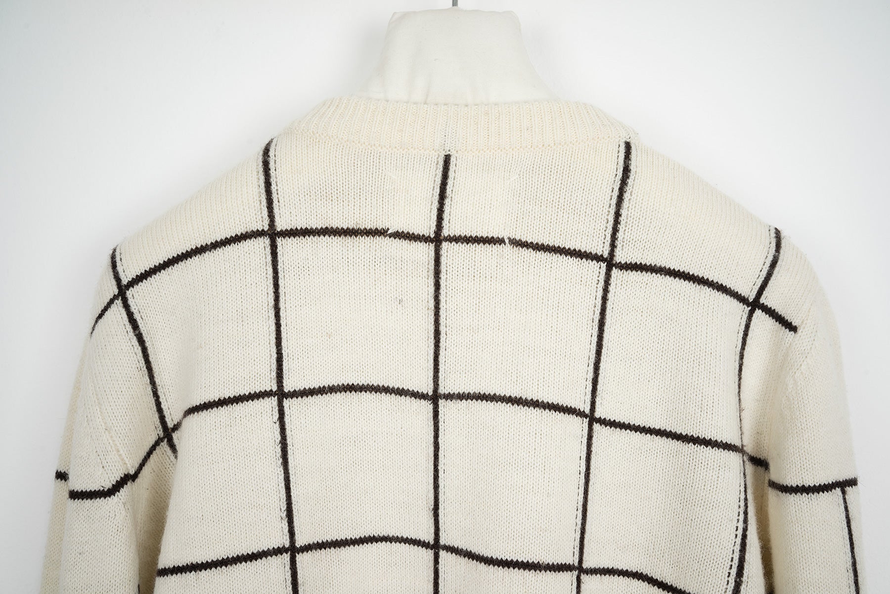 2002 A/W CHECKED CREAM WOOL SWEATER BY MISS DEANNA