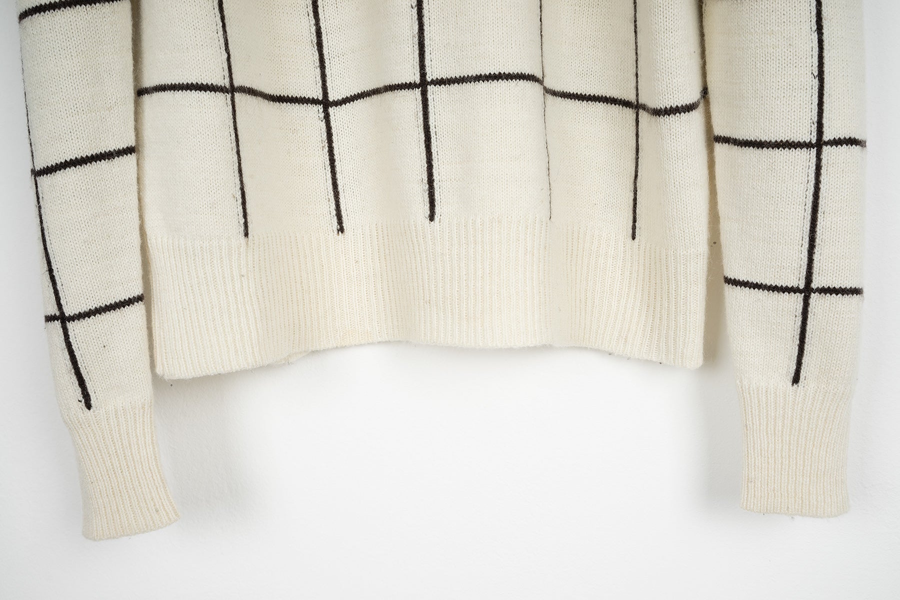 2002 A/W CHECKED CREAM WOOL SWEATER BY MISS DEANNA