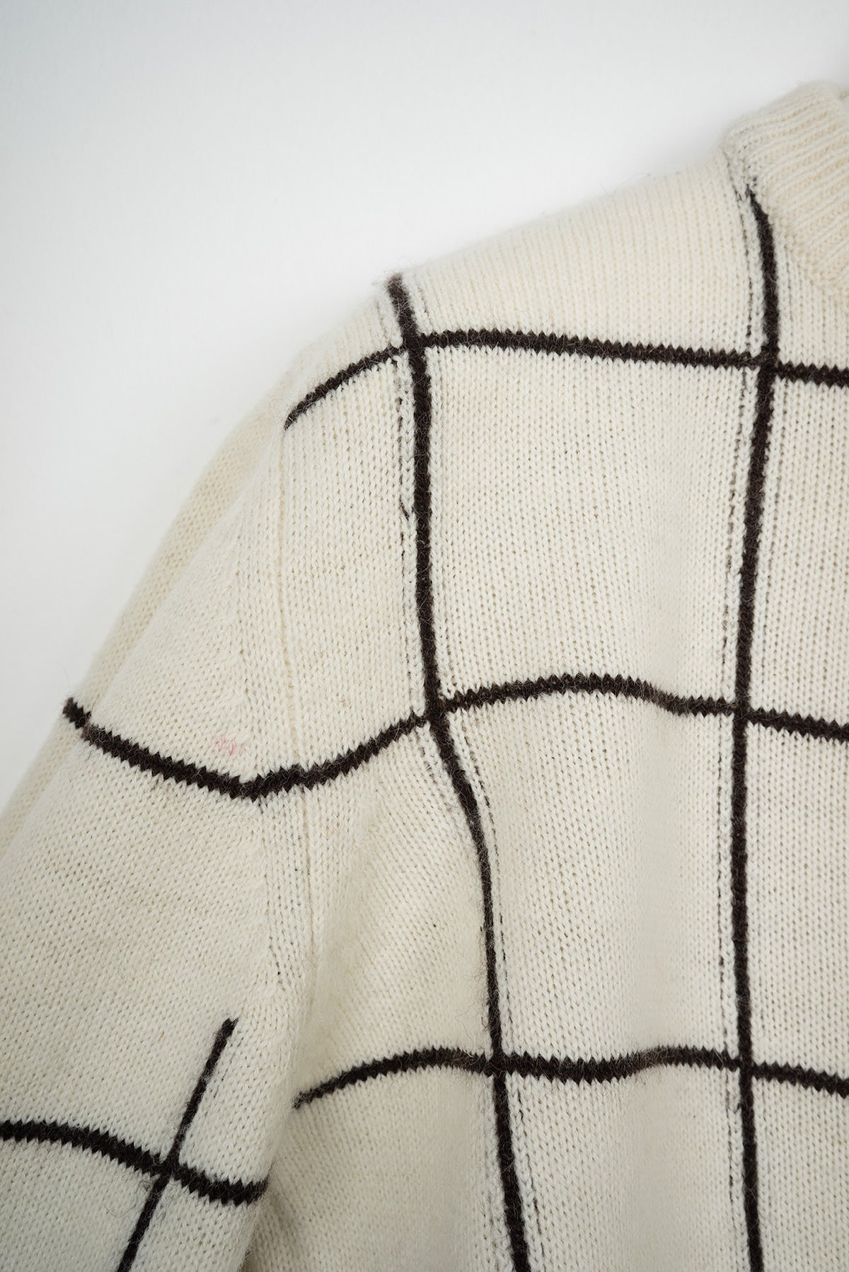 2002 A/W CHECKED CREAM WOOL SWEATER BY MISS DEANNA