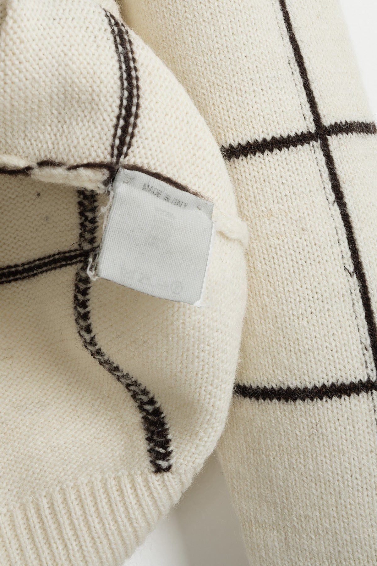 2002 A/W CHECKED CREAM WOOL SWEATER BY MISS DEANNA