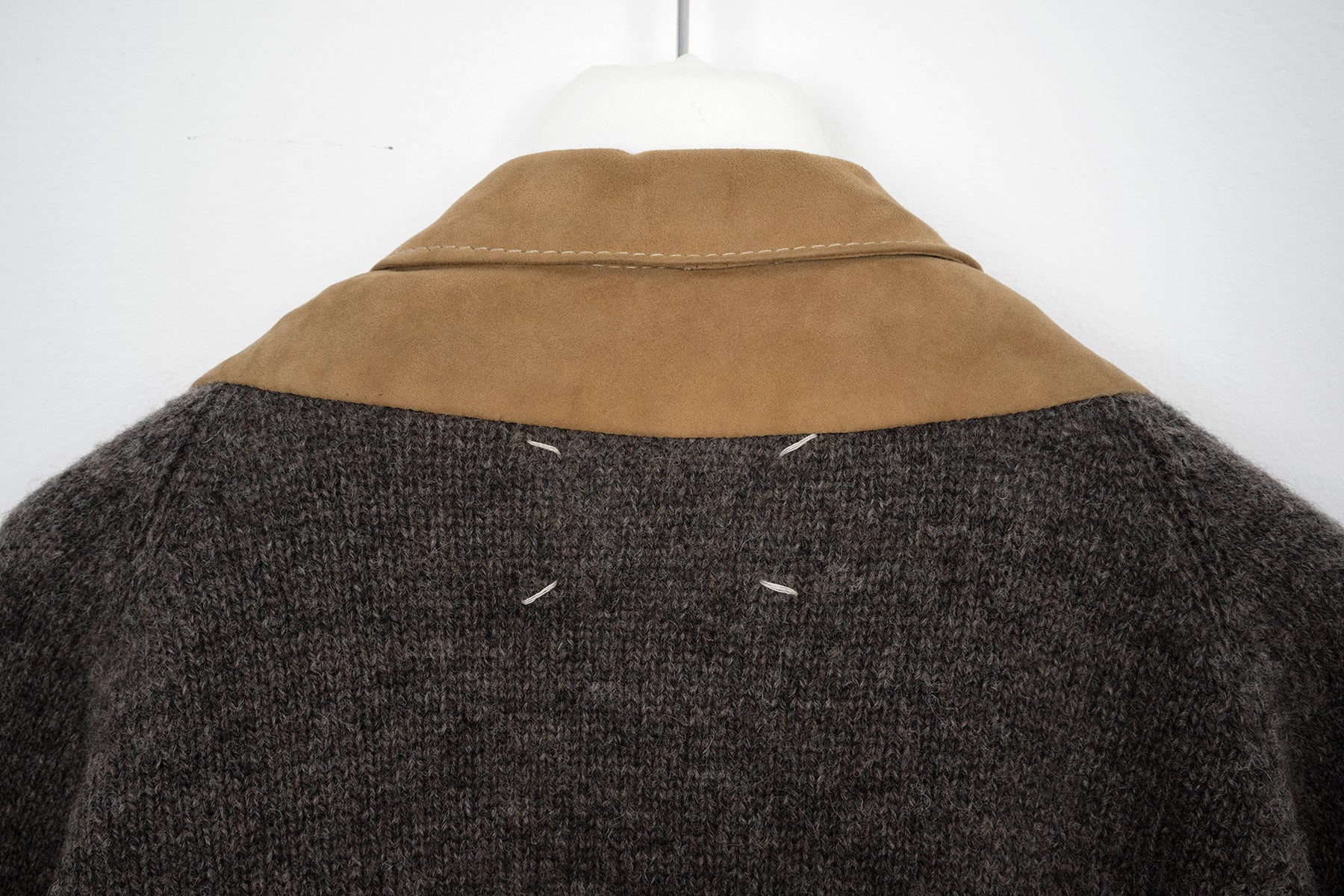 2004 A/W ARTISANAL SHETLAND WOOL JUMPER WITH APPLIED SUEDE SHIRT