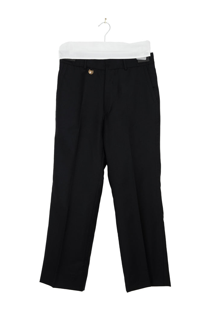 2002 A/W WIDE CUT BLACK ANATOMIC WOOL TROUSERS