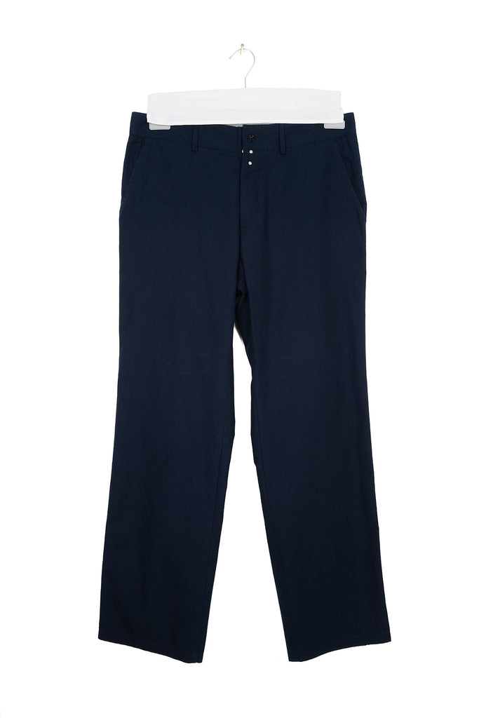 2000 S/S NAVY BLUE MILITARY WIDE CUT COTTON PANTS