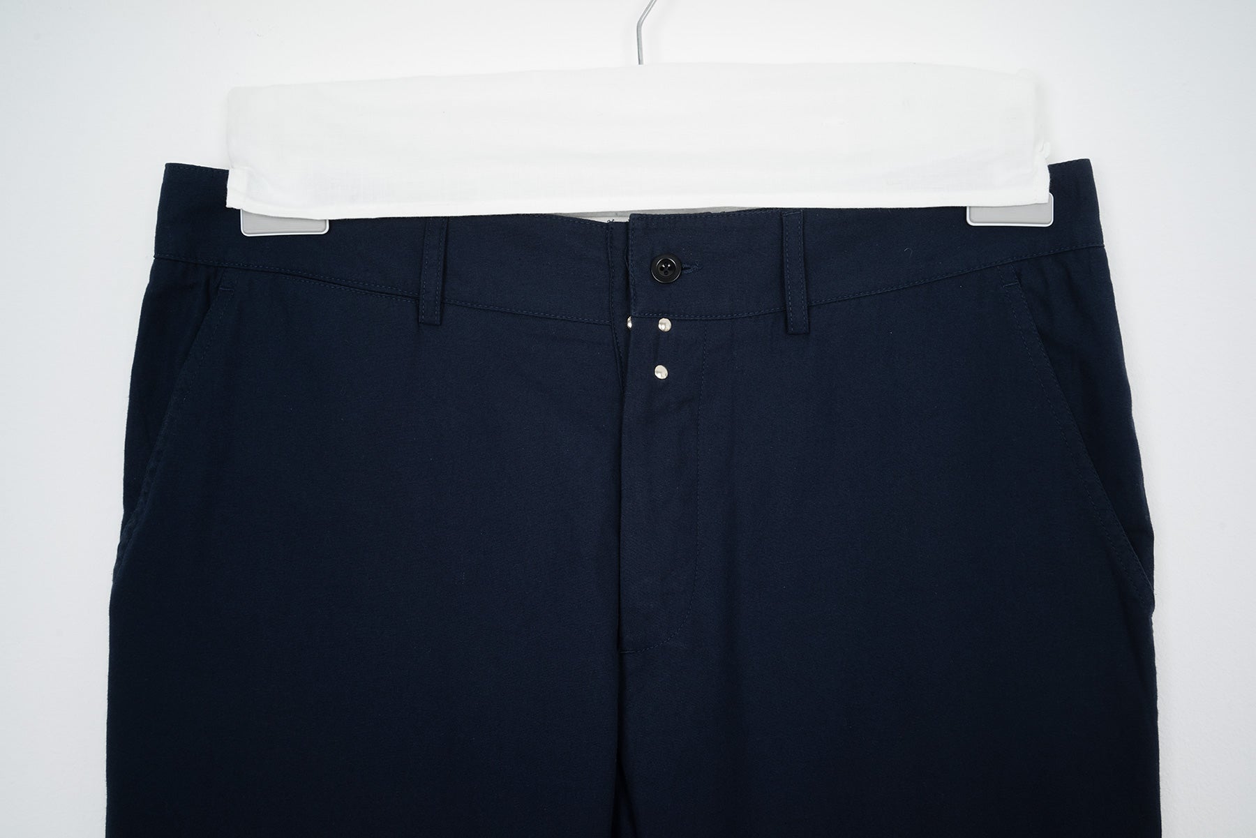 2000 S/S NAVY BLUE MILITARY WIDE CUT COTTON PANTS