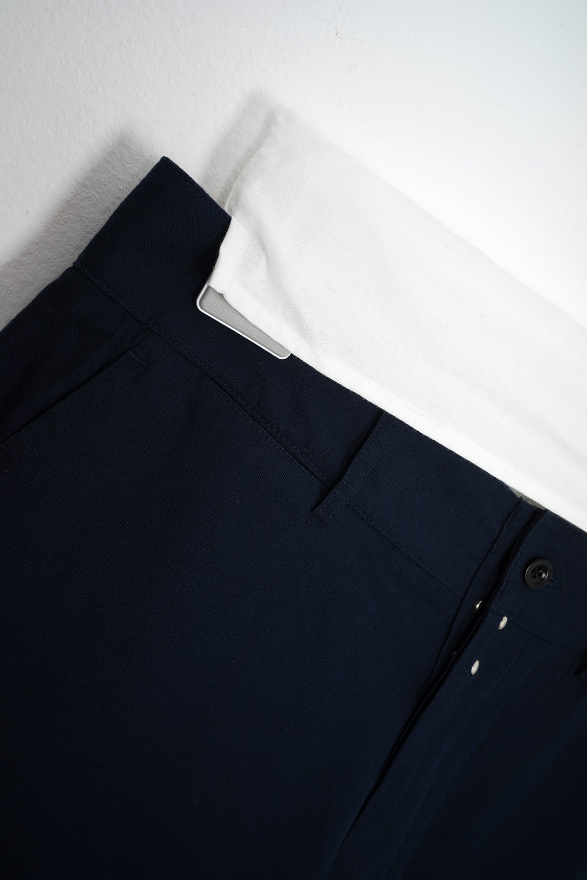 2000 S/S NAVY BLUE MILITARY WIDE CUT COTTON PANTS