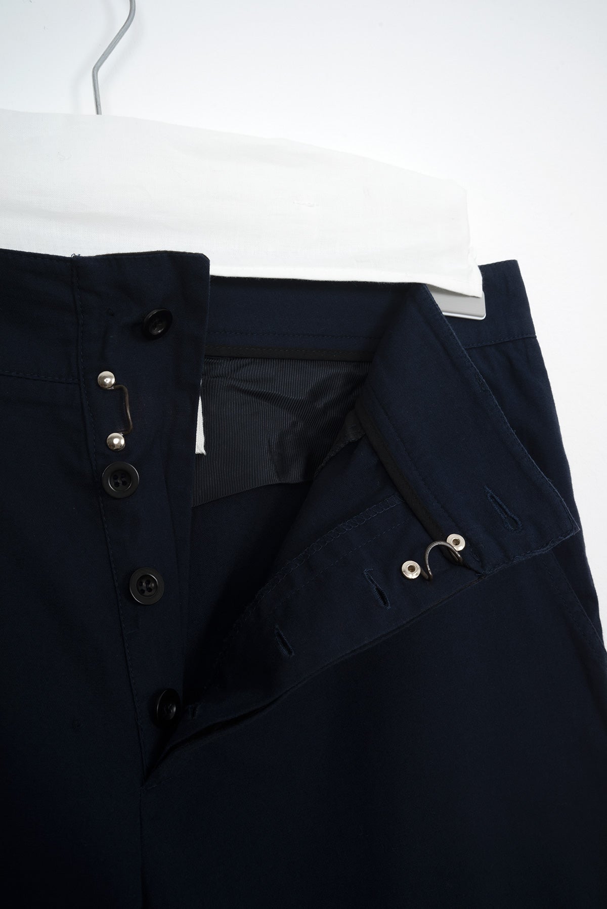 2000 S/S NAVY BLUE MILITARY WIDE CUT COTTON PANTS