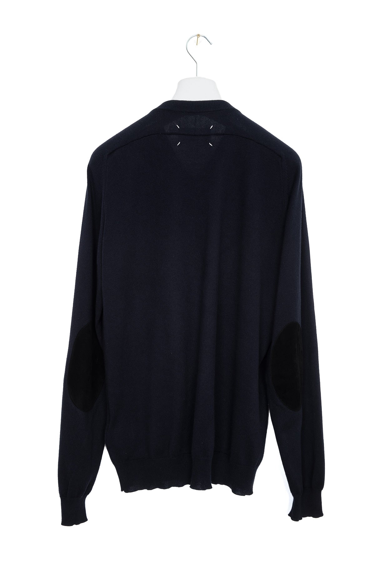 2006 S/S HAMMER SLEEVE V-NECK SWEATER WITH SUEDE ELBOW PATCH