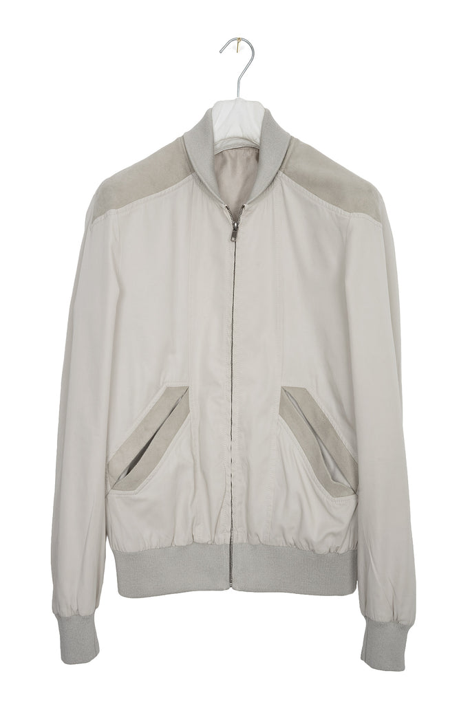 2008 S/S COTTON BOMBER JACKET WITH SUEDE INSERTS