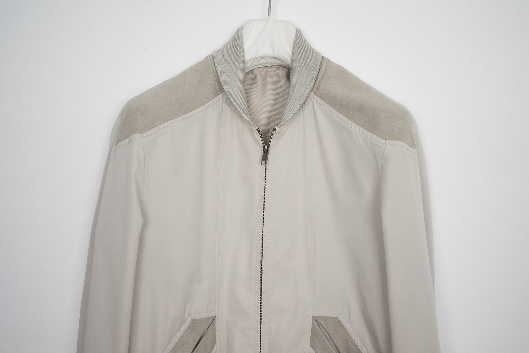 2008 S/S COTTON BOMBER JACKET WITH SUEDE INSERTS