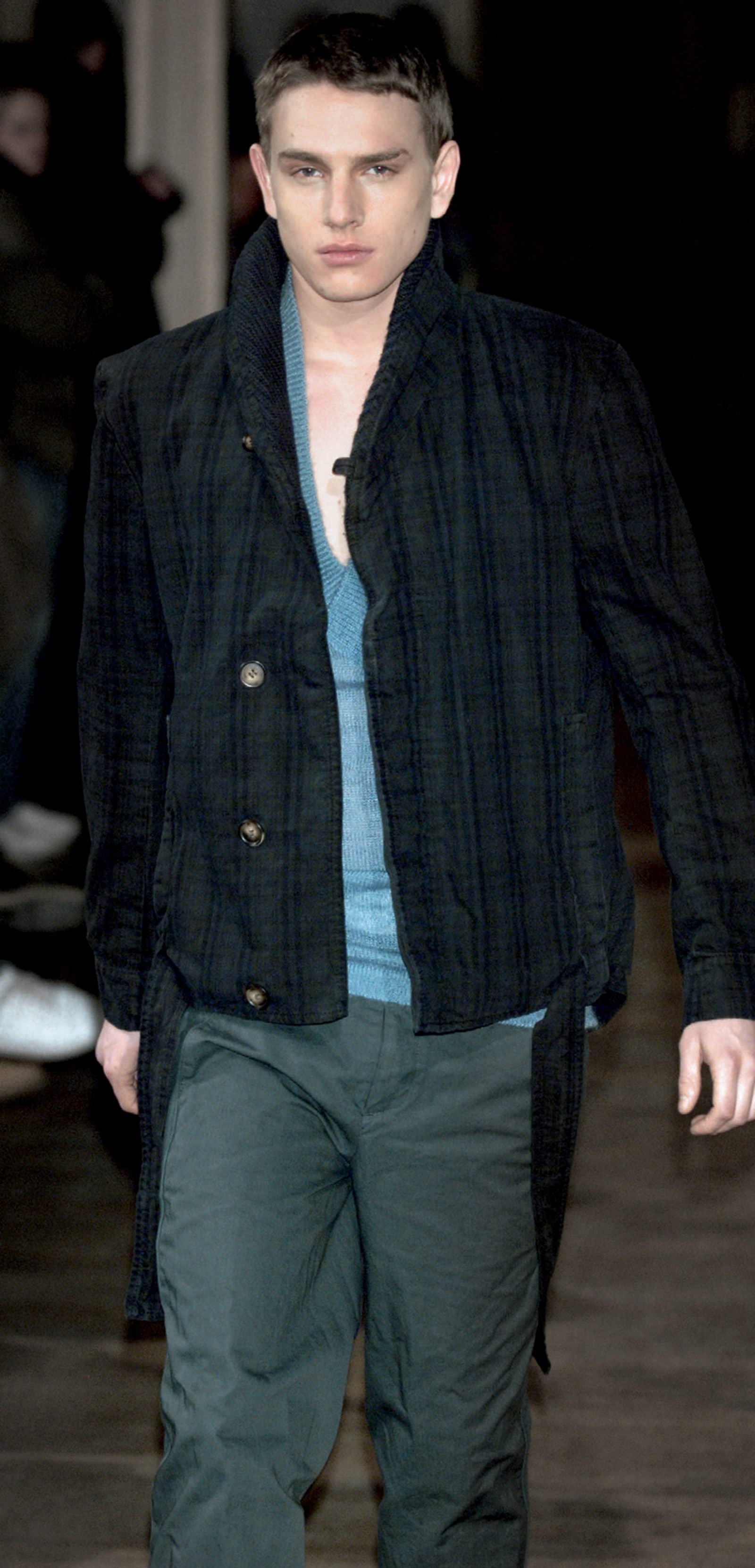2006 A/W SHAWL COLLAR JACKET IN OVERDYED COTTON